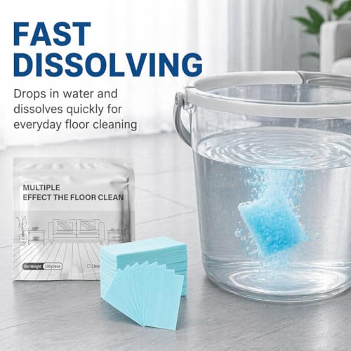 Multi Surface Floor Cleaning Tablets, 100 Piece Floor Cleaning Tablets Multi Surface Cleaner, Multiple Effect the Floors Clean, Concentrated Cleaner for Hardwood, Tile, Laminate and More (1 Pack)