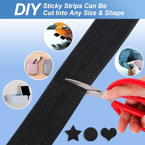 2''×27Ft Black Heavy Duty Hook And Loop Tape Adhesive, No Punching Picture Wall Hanging Roll, Sticky Back Couch Cushions Grip, Keep Rugs in Place, Strong Adhesive Tape for DIY at Classroom Office Home - size: 2In × 27Ft, style: Black