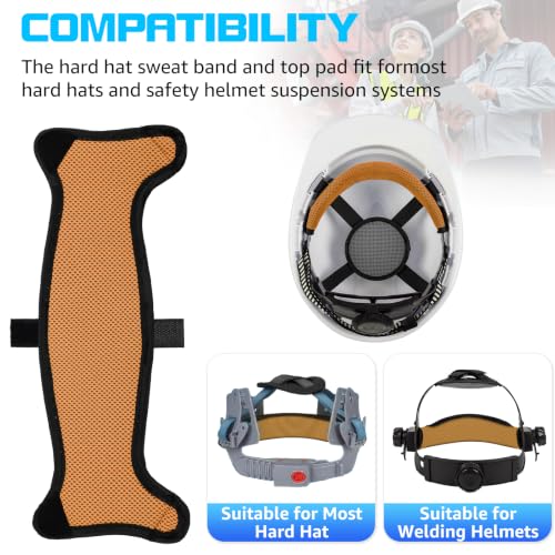 5 Pcs Hard Hat Sweatbands | 3-Layer Fabri Hard Hat Liner Accessories,Orange | Washable 3-Layer Fabri Hard Hats Accessories for Safety & Welding Helmets,Reusable,Cotton,Replacement,Cooling 3D Mesh Design - color: Orange, size: (5Pcs Sweatband)11.8"×3.15"