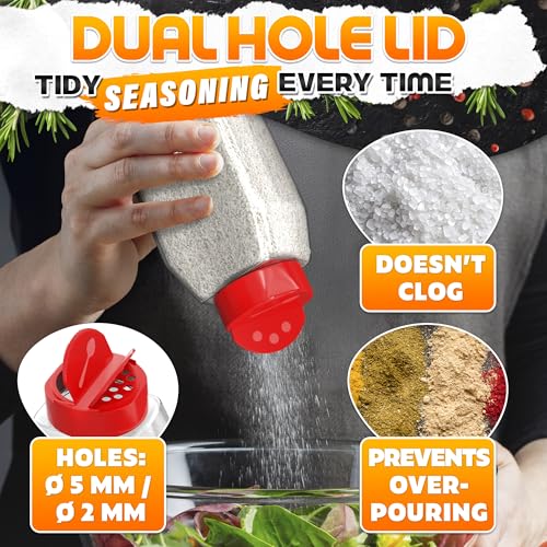 2 Pcs 32 oz Large Seasoning Shaker Set – Clear Spice Containers with Dual Flip-Top Red Lids and Airtight Seal – Food-Grade Plastic, Wide Mouth for BBQ Rubs, Bulk Spices, Loose Leaf Tea & Craft Storage