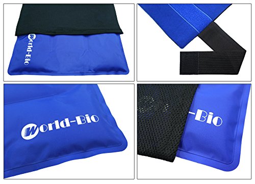 WORLD-BIO Large Ice Pack for Hip,Reusable Cold Compress Ice Pack with Cover | Large Size 11 X 14 Inches, Wearable Design Hands Free Use,Adjustable Straps Custom Fit, Long Lasting Cold Relaxing - size: 11x14 Inch (Pack of 1)