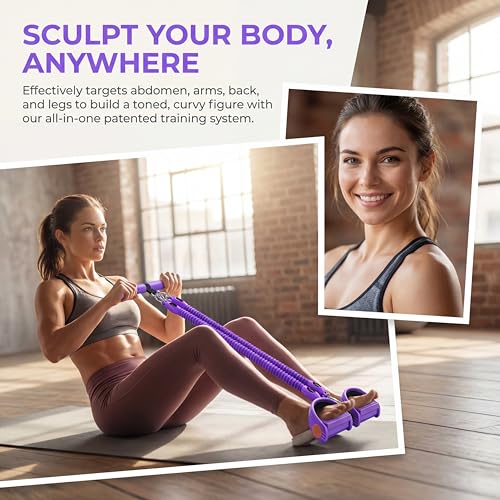 Foot Pedal Resistance Band, 4-Tube Pedal Puller with Handles | Upgraded, Adjustable, Multifunction Home Gym Equipment, Full Body Workout, Yoga, Pilates