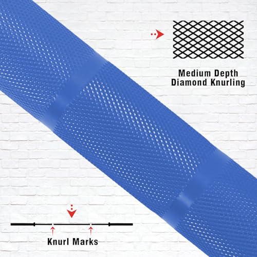 7ft Olympic Barbell 28mm 45lb – 500/700/1000LB Bar for Home Gym | Ceramic coated steel. Smooth spinning sleeves. Fits 2" plates. For snatch, clean and jerk, squats, deadlifts, bench press. - color: 1000LBS-Blue