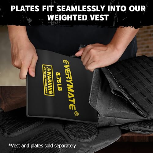 EVERYMATE Tactical Weighted Vest Plates – 3.75/5.75/8.75/14.5/19.75LB Pairs – Insert Weighted Vest Plates- Contoured Ergonomic Fit – WODs, Strength Training, Running, Weight Plates for Vest - color: 8.75LB*2, size: Curved