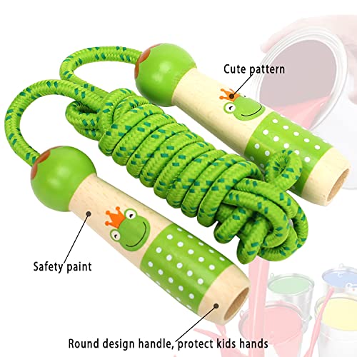 EGOSKY Jump Rope Kids, 7.2ft Children Adjustable Cotton Skipping Rope with Wooden Handle for Boys Girls Fitness Outdoor Activity - color: Green