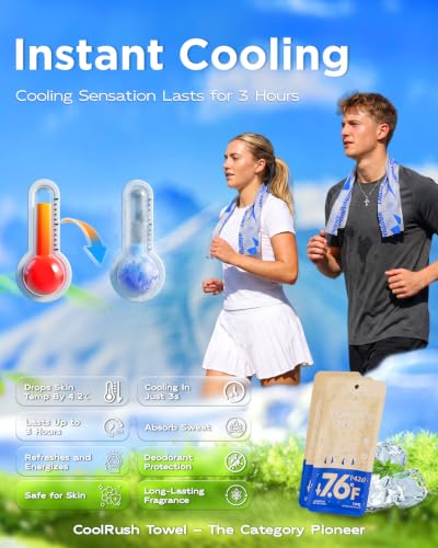 CoolRush Towel, Cold Neck Wrap for Hot Weather, Large Cooling Body Wipe, Chilly Wet Rag For Sports, Travel, Baseball, Yoga, Golf, Softball, Camping, Hiking, Biking, Gym, Trip, Beach Essentials - color: Blue