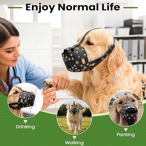 Pit Bull Dog Muzzle – Heavy Duty PVC Adjustable Anti-Biting Chewing Mouth Guard for Medium & Large Dogs,Rottweiler, Staffordshire Terrier, Lab. Grooming, Walking, Outdoor to Prevent Scavenging - size: L