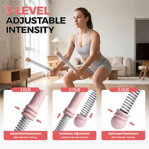 Slim Panda Weighted Ropeless Battle Ropes, 1.6-3lbs Adjustable Resistance Cordless Battle Ropes with Storage Bag & Poster, Portable Home Gym Workout Ropes for HIIT & Strength Training - color: Pink