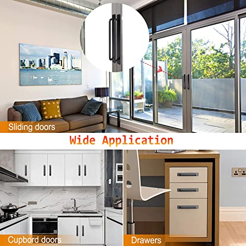 Self-Stick Instant Cabinet Drawer Handles Pulls - 2pcs Aluminum Alloy Drawers Push Pull Handles Helper with Adhesive Door Handle for Kitchen Cabinet Drawer Window Sliding Closet (5.83", Black) - color: Black, size: Small (5.83")