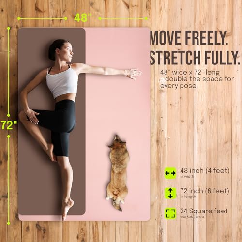 Gogokiwi Large Yoga Mat (6'x4') – 1/4" & 1/2" Thick Exercise Mats for Home Workout, Extra Wide Workout Mats for Home Gym, Yoga, Pilates, Stretching, Floor & More - color: Rose Latte, size: Extra Cushion (1/2 Inch Thick)