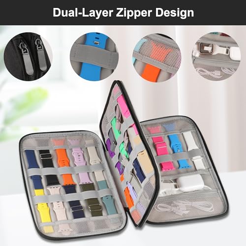 Watch Band Case, Watch Band Storage Organizer Compatible with 35 Watch Bands and Accessories, Watch Straps Carrying Case, Watch Band Holder Fit for Most Sizes of Watch Straps, Black - color: Black
