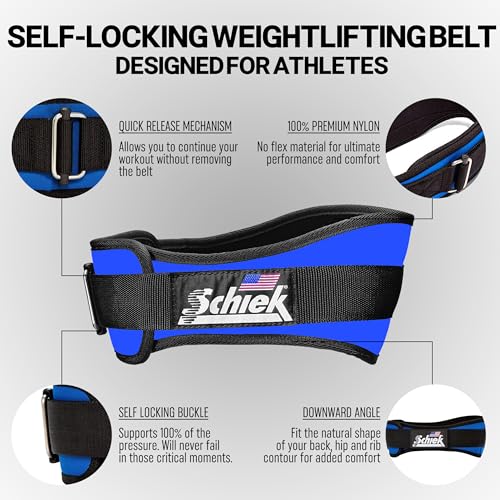 Schiek Sports 2006 Nylon 6" Weight Lifting Belt - Support Belt for Power Lifting - color: Royal Blue, size: Small