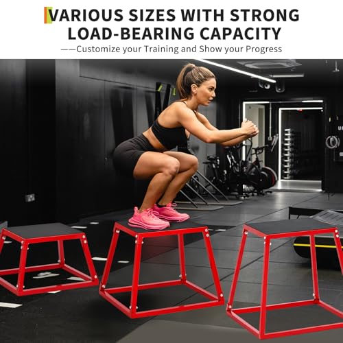 Jump Boxes, Heavy-Duty Steel Plyometric Jump Box for Home Gym, Step up Box for Workout with Rubber Pad Plyo Jumping Box Platform Conditioning Strength Training with Sizes 12", 18", 24", 30" - size: Rectangular