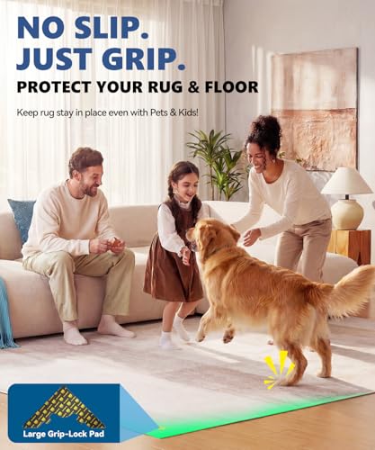 PHIXBEAR Extra Large Rug Tape, Strong Hold Anti-Slip Rug Grips Pads Grippers, Holds Carpet in Place on Hardwood Floors and Tiles, Washable & Reusable & No Residue, Black 8Pcs - size: 【2X Large】 7.8"L x 5.6"W 8PCS