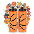 Basketball Party Favors, 2 Pack Basketball Water Bottles & 200PCS Stickers | 20oz Sports Squeeze Bottle & Basketball Stickers, BPA-Free Reusable Water Bottles Bulk for Boys, Gifts For Team - style: 2# 2 Pack-Basketball