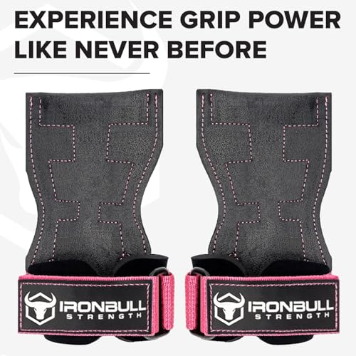 EZ Gripz PRO V2 Lifting Grips for Weightlifting: Weight Lifting Straps for Gym with Adjustable Wrist Neoprene Padding Gripps - Lifting Hooks, Wrist Wraps & Gloves Alternative for Deadlifts & Rows - color: Black/Pink, size: Large