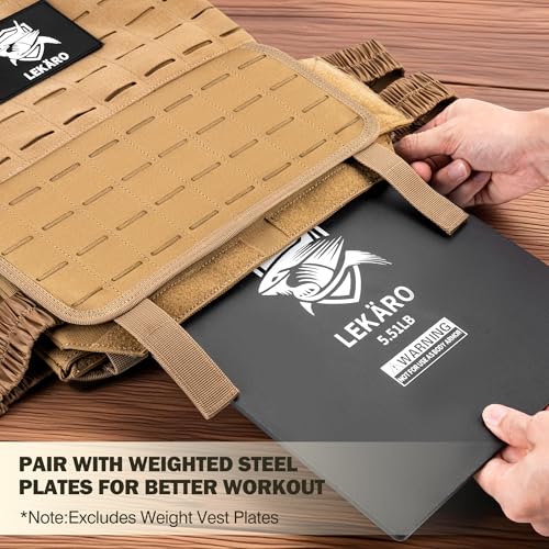 Adjustable Weighted Vest for Men Women – Tactical Vest for Rucking, HIIT & CrossFit, Fits 10x12 Plates, 600D Breathable Weight Vest & Exercise Vest for Strength Training, Weights Not Included - color: Khaki-1