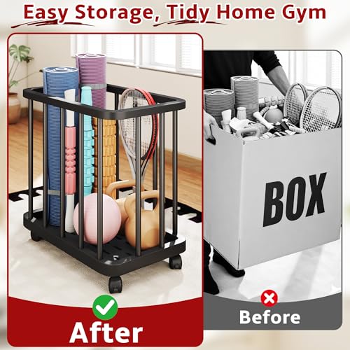 Multifunctional Storage Basket with Wheels (1pc) Modern Movable Organizer Bin, Suitable for Storing Various, Shelf Baskets-Large Capacity Yoga Mat Storage Basket with Wheels