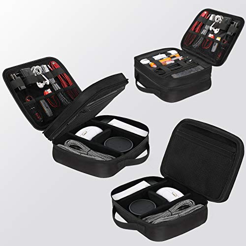 MATEIN Electronics Organizer Travel Case, Water Resistant Cable Organizer Bag for Travel Essentials, Gifts for Men, Storage Bag for Camera Accessories, Phone, Cord & Tablet, Black - color: Antique Black, size: Medium