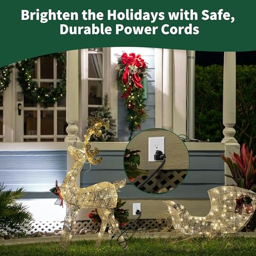 2 Way Power Extension Cord Splitter 30 Ft Total (18+6+6)-3 Prong 1 to 2 Extension Cord Cable Y Splitter-Outlet Adatper-SJTW Outdoor for Halloween Christmas Lighting Landscaping-16AWG 13A 125V-UL-1T2 - size: 30FT