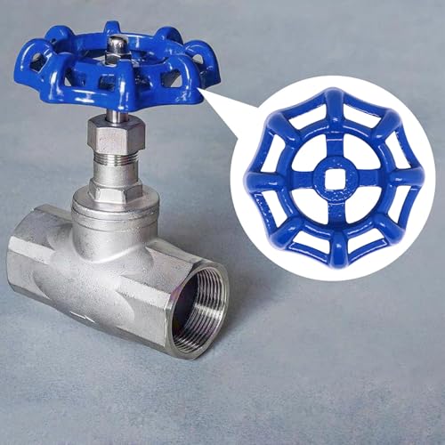 2 Pack Outdoor Faucet Handle Replacement, 6mm x 6mm Square Stem Hole Water Spigot Handle Replacement, Cast Iron Round Wheel Outside Faucet Handles with Screws Spacer (Blue) - color: Blue, size: 6mm x 6mm (2pcs)