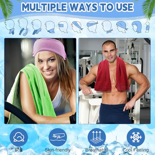 Peryiter 20 Pack Cooling Towels Bulk for Neck and Face Cooling Towel for Hot Weather Quick Dry Sweat Towel Soft Breath Portable with 20 Storage Bags for Gym Yoga Athletes Sports Fitness - size: 12 x 35 Inch