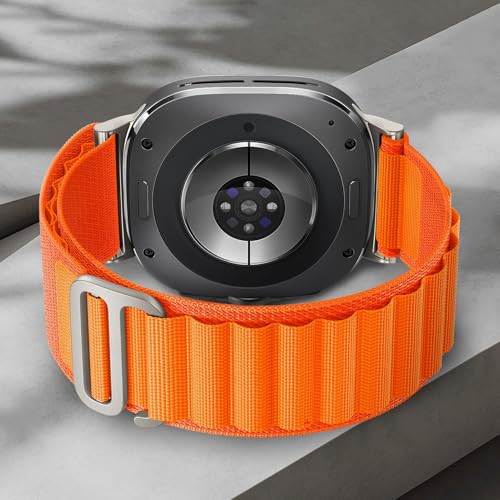 Trail Band for Samsung Galaxy Watch Ultra Bands 47mm Men/Women,Rugged Fabric Nylon Alpine Sport Loop Strap for Samsung Galaxy Watch 7 Ultra Band 47 mm 2024 Breathable Replacement Wristband - color: 03-Orange