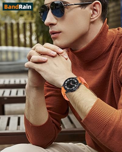 One Click Alpine Loop Bands Compatible with Samsung Galaxy Watch 7 Band/Galaxy Watch 6 4 5 FE Band 40mm 44mm/Watch 6 4 Classic 47mm 43mm 42mm 46mm/5 Pro 45mm, 20mm No Gap Nylon Sport Strap for Men - color: 1#Orange