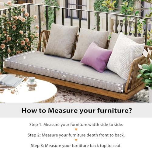Sundale Outdoor Olefin Bench Cushion， Water-Resistant Patio Couch Cushion, Loveseat Sofa Pad with Straps Light Gray, 48 x 18 x 4 Inches - color: Light Gray, size: 48 X 18 X 4 Inch