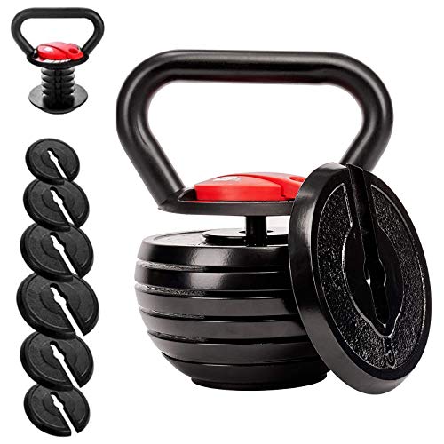 Time wave 10-40LBS Adjustable Kettlebell Weights Sets for Men Women Home Fitness Gym Equipment, Cast Iron Kettle Bell Set for Exercises, Weightlifting, Conditioning, Strength and Core Training (Red)