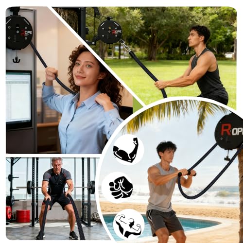 Endless Rope Trainer,Portable Cable Pulley System,Pulley Cable Machine System with Adjustable Resistance,Home Gym Equipment,for Grip,Arms,Back,Body Coordination Exercises