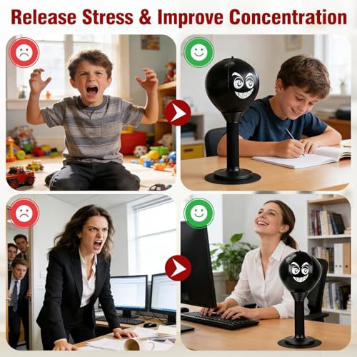 Desktop Punching Bag - Stress Relief, Suction Cup Design for Office Table and Counters, Heavy Duty Stress Relief Ball, Fun Gifts Suitable for All Ages - color: Black