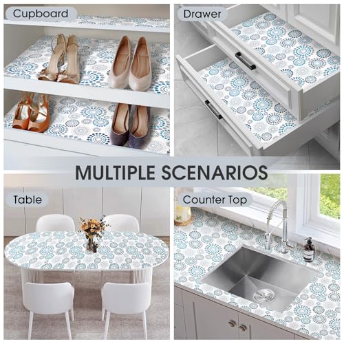 Drawer and Shelf Liner, Non-Slip Kitchen Cabinet Liners Non-Adhesive Thick Strong Grip Waterproof Washable Mats Protect Dresser Shelves Cupboard Bathroom Cabinets, Spiral, 12 in X 10 FT - color: Spiral, size: 11.8"W x 118"L