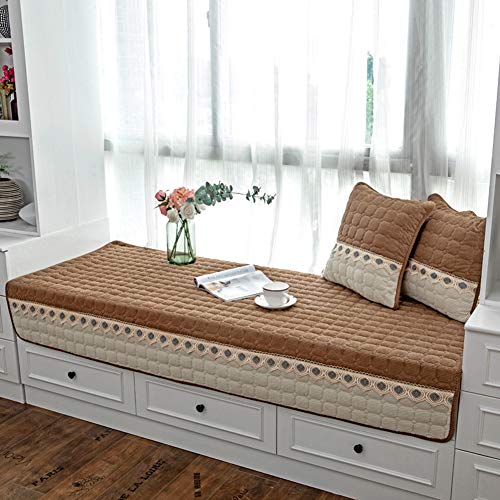 JeogYong Farmhouse Window Seat Cushion, Non Slip Pads/Bay Window Sill Bench - Indoor for Bedroom, 27.55 x 70.86 Inches, Chocolate - color: Chocolate, size: 27.55" x 70.86"(70 x 180cm)