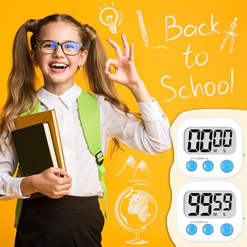 ZILLEEN Classroom Timer for Kids Teachers 2 Pack Digital Timers, White - color: White & White