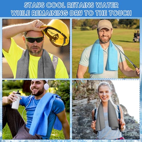 Peryiter 3 Packs PVA Cooling Towel Reusable Instant Cooling Neck Towel Breathable Soft Long Lasting Ice Sports Supplies for Running Hiking Swimming Golf(Blue, Light Blue, Gray) - color: Blue, Light Blue, Gray