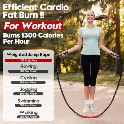 Weighted Jump Rope for Men and Women, 3lb 4lb 5lb Adult Heavy Skipping Rope, Jumprope for Fitness,Workout Equipment, Fitness Equipment for Home Gym Exercise,Improve Strength and Building Muscle - style: 4lb