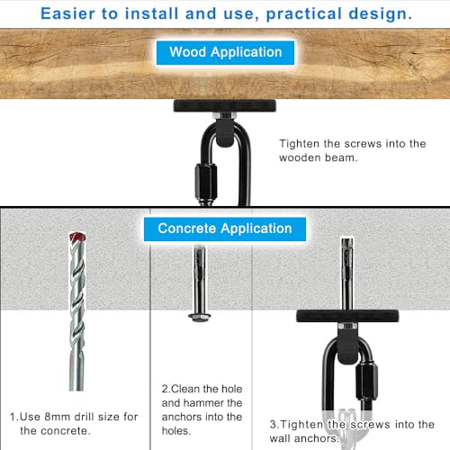 Dolibest Heavy Bag Hangers Brackets, Punching Bag Hangers, Heavy Bag Ceiling Mount for Body Weight Strength Training Systems, Aerial Yoga Swing & Hammock, Resistance Band - color: Silver Spring 1