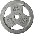 HulkFit 1 inch or 2 inch Cast Iron Weight Plate Set with Multi-Grip Handles and Enamel Coated for Barbells & Strength Training - Grey - style: 2in - 45lbs (SINGLE)