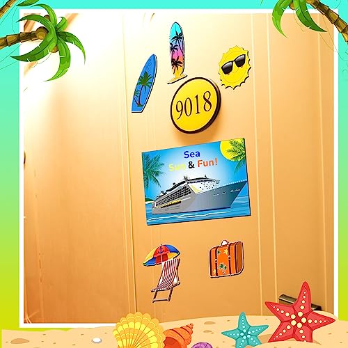 Kanayu 6 Pcs Sun Cruise Door Decorations Magnetic Large Ship Decorations Magnets Anchor Cruise Decor Car Fridge Magnet Decal for Carnival Stateroom Door - style: Sun