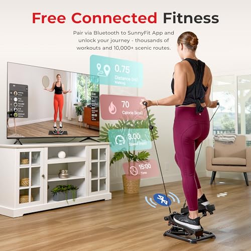 Sunny Health & Fitness Mini Stepper w/LCD Monitor & Adjustable Step Height | Fully Assembled, Stable Frame Design, Home Cardio Training, Hydraulic Stepper, Fits Everywhere, Resistance Bands Option - color: Black
