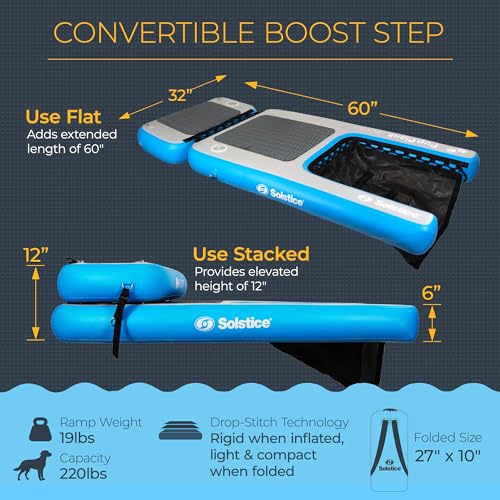 SOLSTICE Inflatable Pup Plank, Dog Water Ramp for Boats & Docks, Boost Step - size: BOOST Step (220 Pounds)