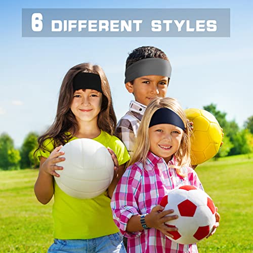 Deekin 6 Pcs Sweatbands for Kids Soccer Headbands Boys for Sports Breathable Sweat Wicking Headband for Kids Athletic Baseball Football Youth 5-15 Years Old - color: Camouflage Color
