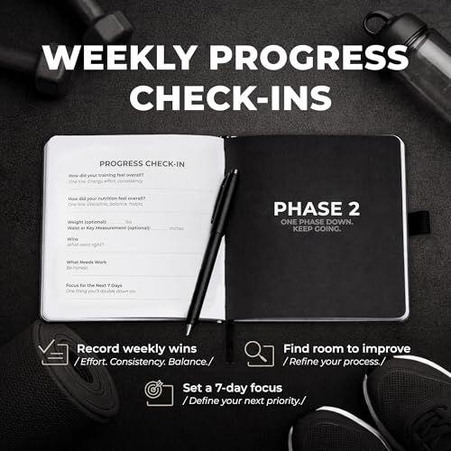 Workout + Nutrition Log – 12 Week Fitness Tracker, Workout Log Book, Gym Planner, and Food Journal for Men & Women | Daily Exercise, Diet, Weightlifting, and Nutrition Log - color: Matte Black
