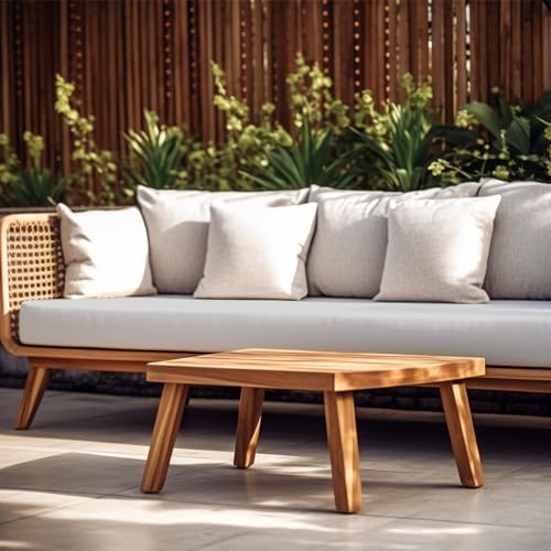 Sundale Outdoor Olefin Bench Cushion， Water-Resistant Patio Couch Cushion, Loveseat Sofa Pad with Straps Light Gray, 48 x 18 x 4 Inches - color: Light Gray, size: 48 X 18 X 4 Inch