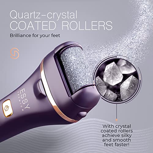 Essy Electric Foot File Hard Skin Remover with 5 Replacement Rollers Foot File Electric Pedicure Sets Cutters Accessories for Dry Dead Hard Skin Feet Callus Remover for Feet Care Exfoliator (Purple) - color: Purple