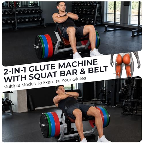 Hip Thrust Machine, Plate-Loaded Glute Bridge Machine, Heavy Duty Glute Builder for Home Gym,Butt Shaping and Building Glute Muscles Sports Training-Completely Upgraded - color: brown-black