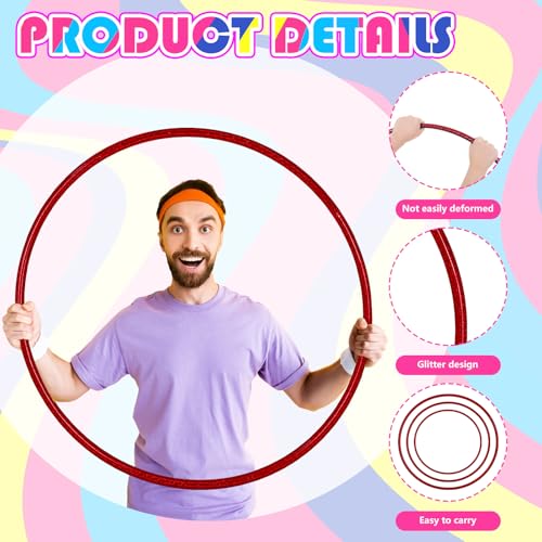 Syhood Glitter Plastic Exercise Hoop Fitness Hoop Adults Exercise Rings Fitness Circles for Party, Sports, Pilates, Playing, Weight Loss Accessories