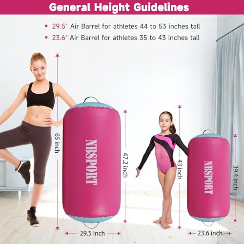 Air Barrel - Air Roller Gymnastics Barrel for Back Handspring Trainer, Air Tumble Mat with Pump for Gym Training/Yoga Balance Exercise/Cheerleading/Home and Outdoor Use - color: Pink+Green, size: 39.4x23.6inch
