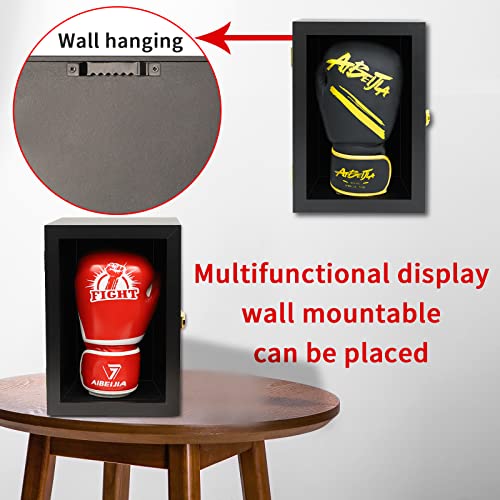 Boxing Glove Display Case for Boxing Glove Baseball Mitt Wall Mount Lockable Showcas Holder Full Size pro UV Protected Clear Acrylic Holder Stand Box for Signed Boxing Glove Protection